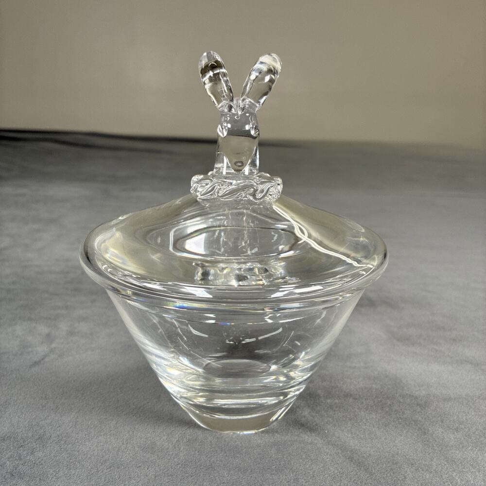 Vintage Signed STEUBEN Ram’s Head Covered Candy Bowl Trinket Bowl Signed Charity